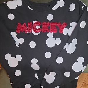 Disney Black Sweatshirt with Red Sequins Accents